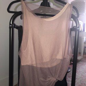Alo light pink mauve sheer top